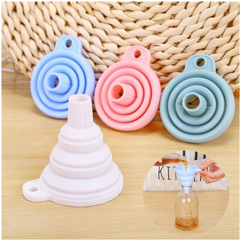Foldable Food Grade Silicone Funnels Telescopic silicone funnel Kichen Accessories Household Liquid Dispensing Kitchen Tools|Вытяжки| |