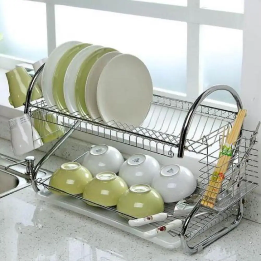 Stainless Steel Kitchen Dish Rack 2 Layer Dish Drainer Drying Rack For Plate Cutlery Cup Dish Drainer Sink Kitchen Storage Racks Holders Aliexpress