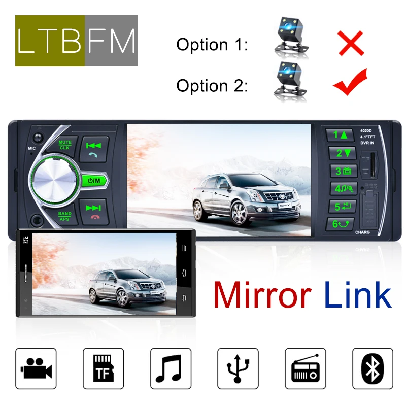 LTBFM 1 Din 4,1 "Bluetooth в-тире 12 В радио автомобиля TF/USB/AUX/FM стерео MP5 плеер рулевое колесо управление Авто ленты Авторадио