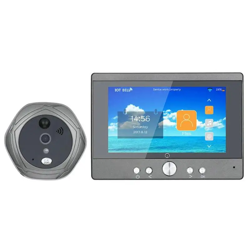 

ALLOYSEED 5 Inch Wifi Wireless Digital Intercom Doorbell Peephole Viewer Home Security Camera 160 Degrees Doorphone US EU Plug