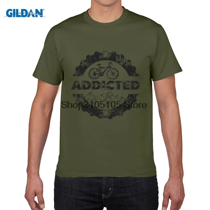 

GILDAN designer t shirt Mountain Biking MTB T-Shirt Bicycle Mountain Biking Addicted Men's Crew Neck Tee Shirt