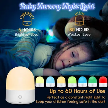 

7 Colors RGBWW Night Light for Kids Baby Nursery Lamp Bedside lamp for Breastfeeding Diaper with Adjustable Brightness