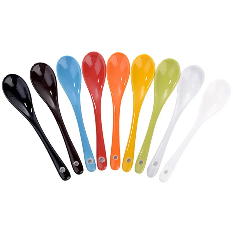 

7Pcs Colorful Ceramic Tea Spoon Coffee Honey Jam Spoon Durable Soup Spoons Kitchen Cooking Tool - 12cm - Random Color