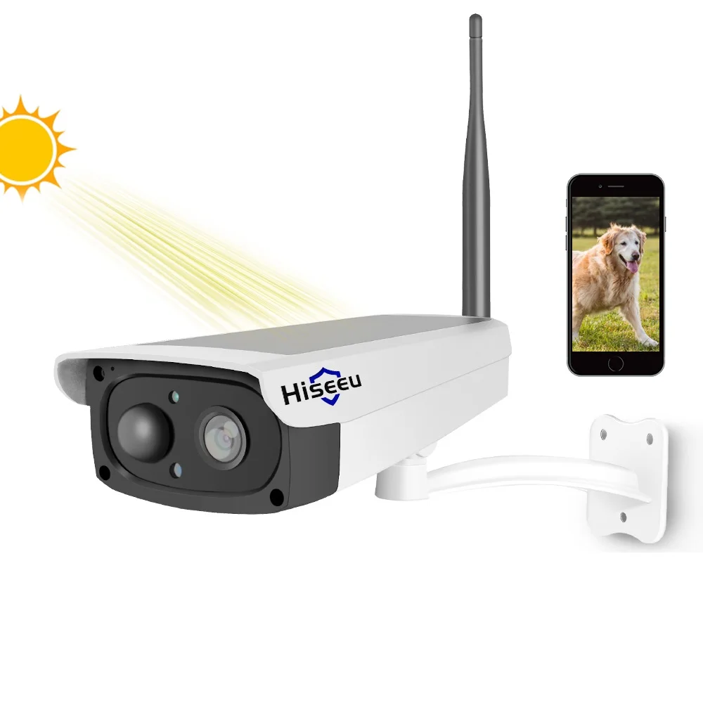 

Hiseeu 1080P WiFi IP Camera Solar Panel Rechargeable Battery Built-in Speaker Wide View Security Video Surveillance Camera