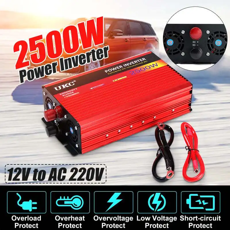 

Power Inverter 2500W DC 12 V to AC 220 Volt Modified Sine Wave Converter Car Charge Converter Auto Transformer USB