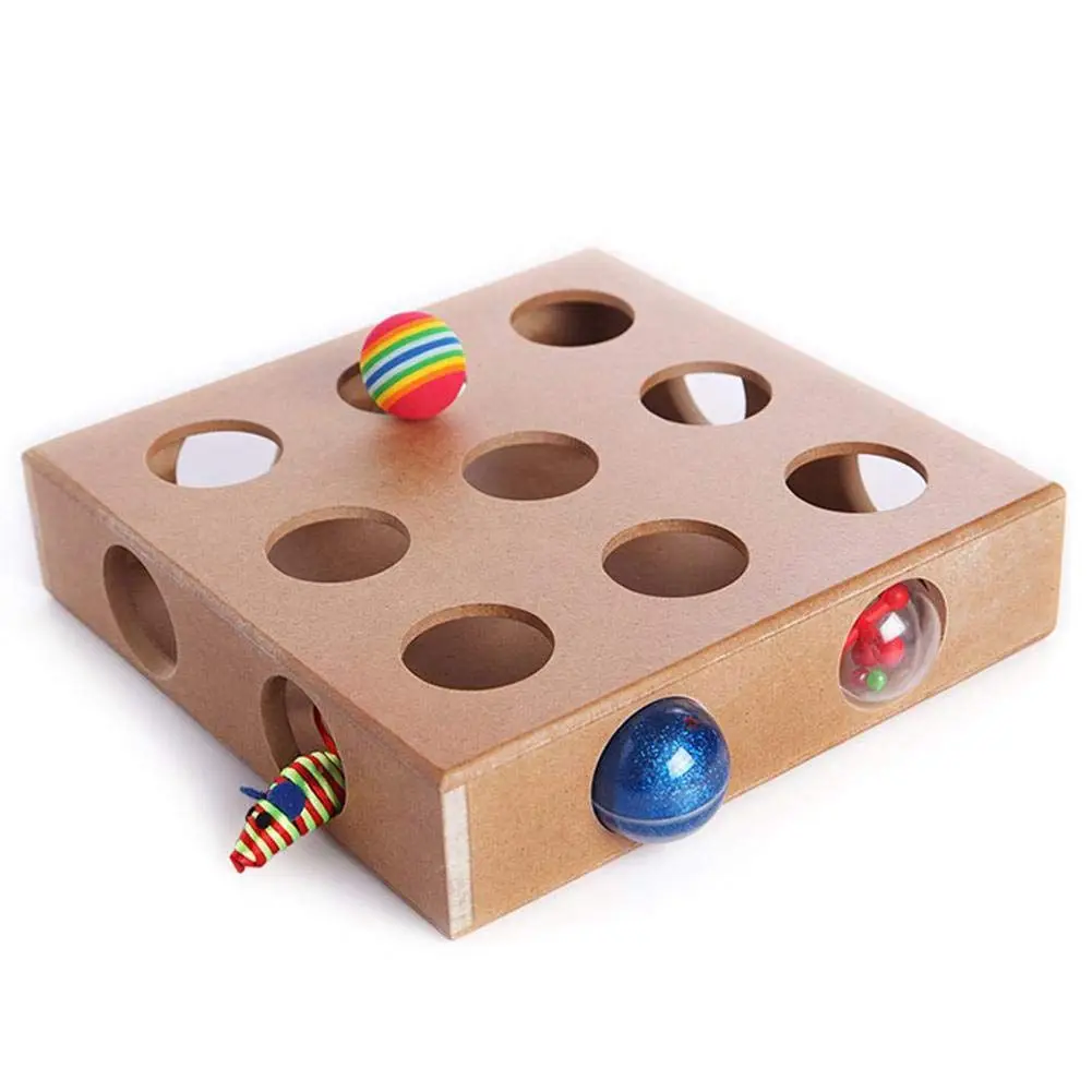 Практичная интерактивная игрушка для кошек, коробка-головоломка, деревянная коробка для игр, игрушка для кошки-мышки и головоломка, очаровательные игрушки для кошек
