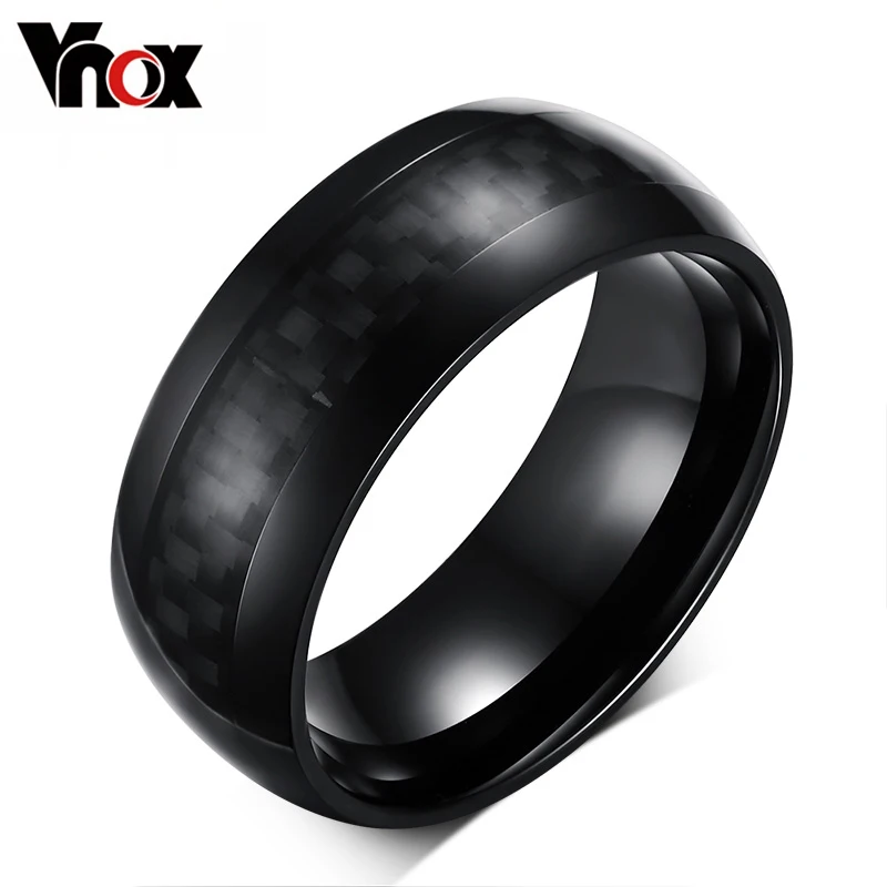 

VNOX Men Rings Jewelry 8mm Wide Carbon Fiber Rings for Men Jewelry