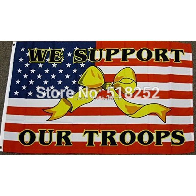 We Support Our Troops American Flag 3x5 FT 150X90CM Banner 100D