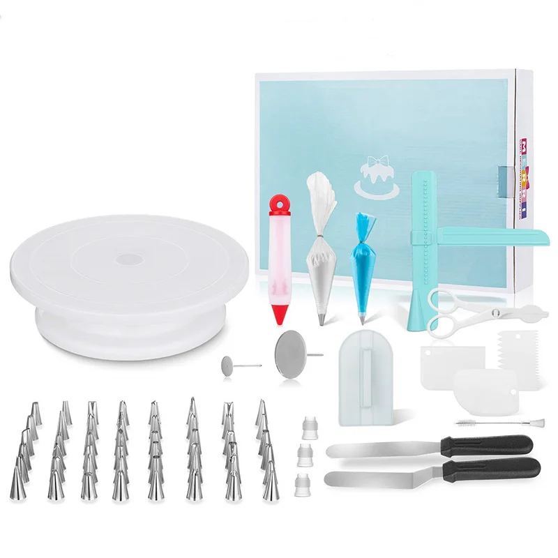 

164pcs DIY Cake Tool Cake Turntable Multi-Function Cake Decorating Kit Set Pastry Tube Fondant Tool Kitchen Dessert Tools