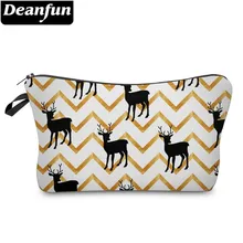 Deanfun 3D Printing Zig Zag Wapiti Waterproof Cosmetic Bag Roomy Cute Elk Makeup Bags Organizer 51349 # deanfun 3d printing pug cosmetic bags women travelling makeup organizer necessaries dropshipping 50905