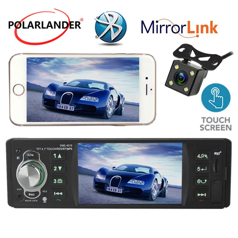 

Car MP5 Player 4.1 inch Remote control Touch screen Mirror link for Android 1 Din with Camera AUX/USB Bluetooth Radio Stereo