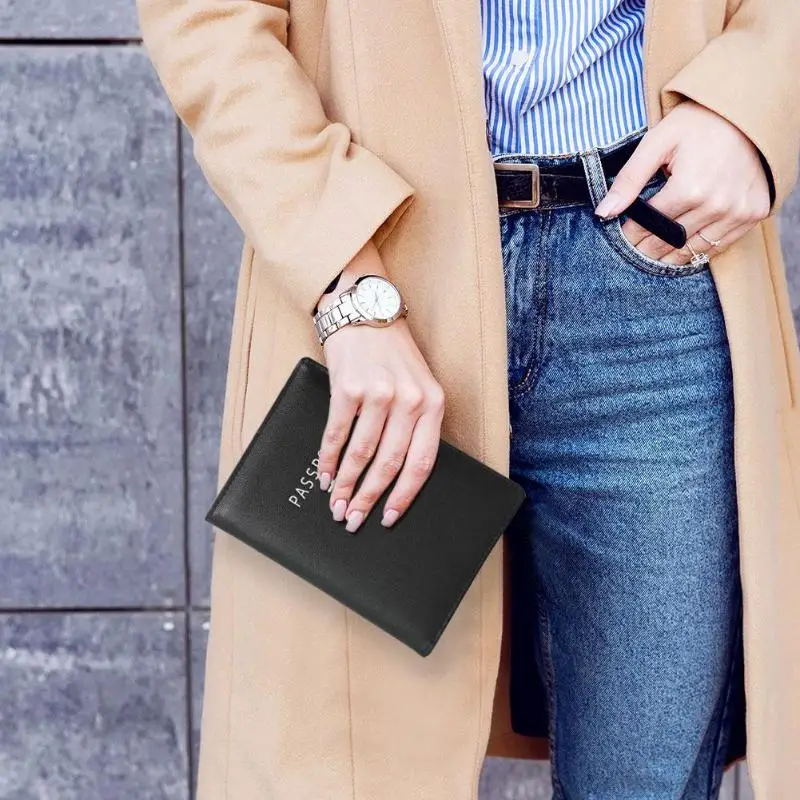 2019 Модные женские и мужские одноцветные RFID бумажники для паспорта повседневные