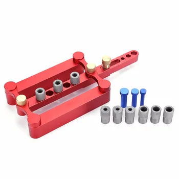 

6/8/10mm Practical Aluminum Alloy 6061 Self Centering Dowelling Jig Dowel Hole Drilling Guide Adjustable DIY Woodworking Tool.