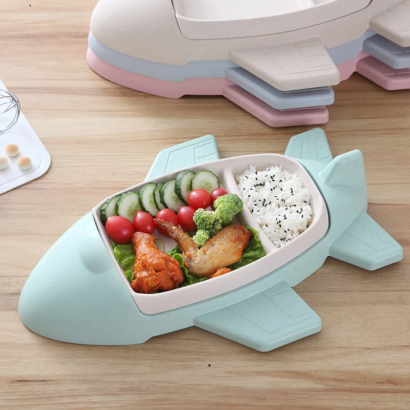 

Creative Compartment Baby Feeding Tableware Aircraft Plate Bamboo Kids Bowls Non Toxic Safe Bowls For Toddlers And Children