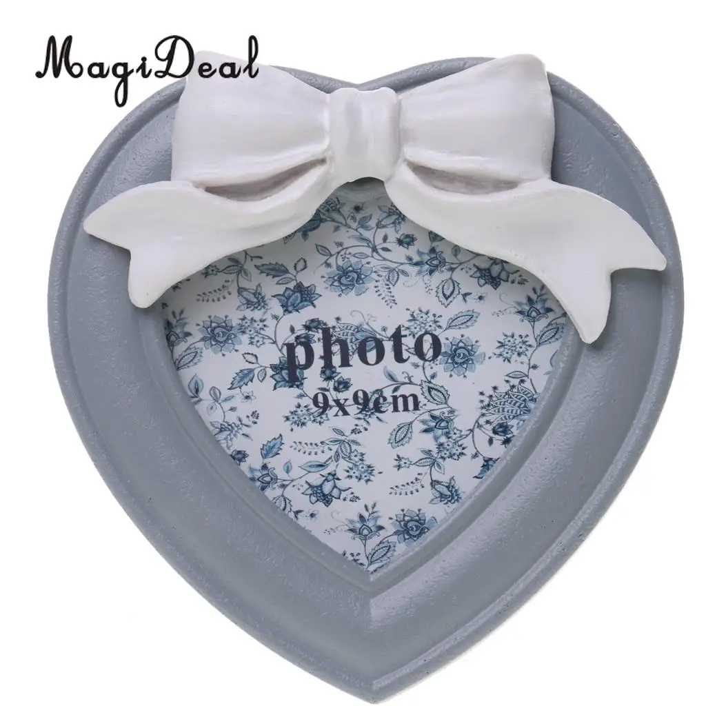 Magideal New Style Heart Bow Wooden Picture Frame Table Picture