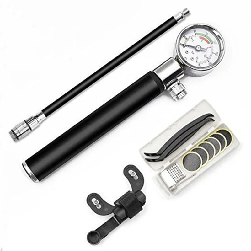 

210PSI High Pressure Portable Mini Bicycle Pump MTB Mountain Bike Bicycle Inflator Bike Tire Pump with Gauge Cycling Accessory