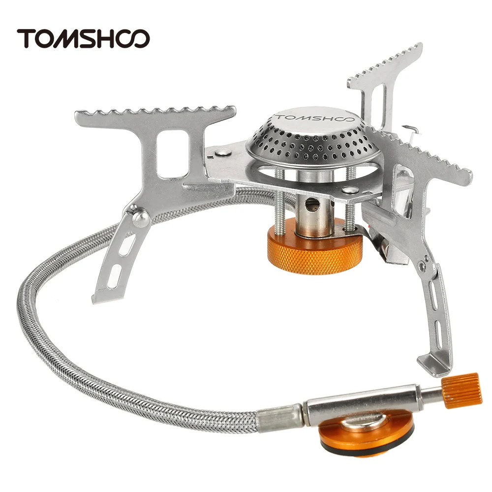 

TOMSHOO Outdoor Travel Mini Gas Stove Camping Ultralight Compact Foldable Gas Stove Picnic Hiking Backpacking with Windshield