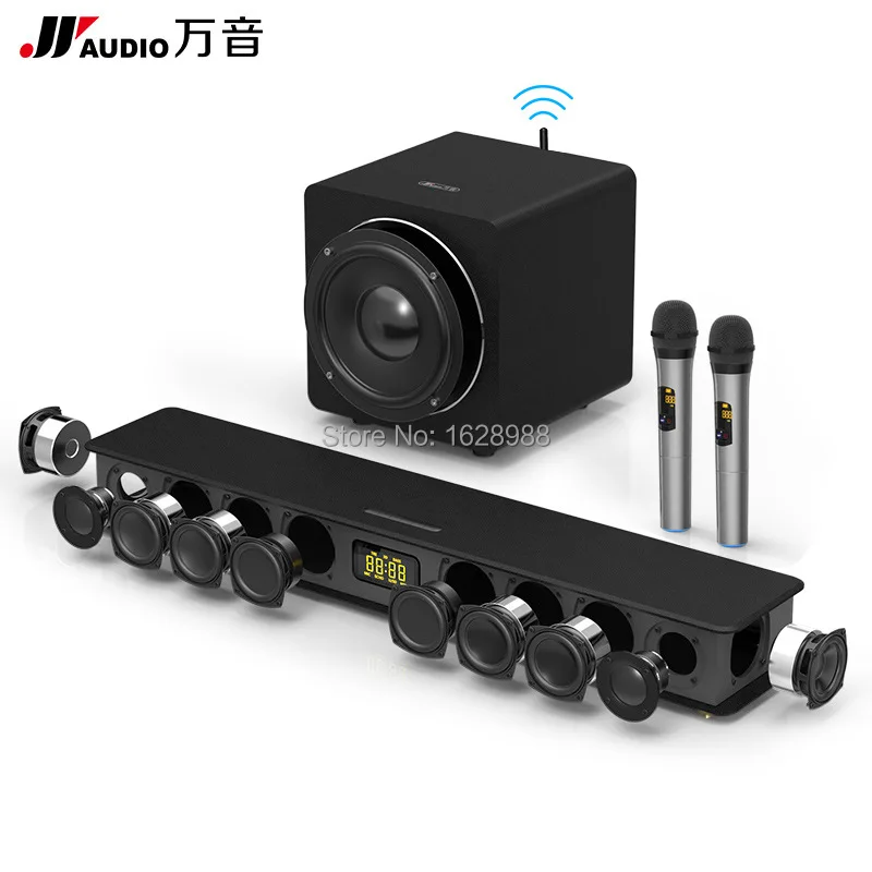 300K Bluetooth динамик для ТВ Саундбар с WS9 беспроводной сабвуфер K ТВ микрофон домашний кинотеатр звуковая панель Поддержка TF AUX оптический