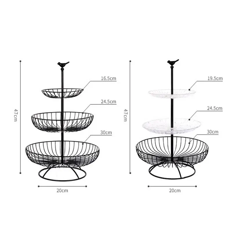 3 الطبقة سلة فاكهة المعادن الفاكهة المجففة علبة الحلوى حامل سلة التخزين خمر نمط المنزلية المنظم