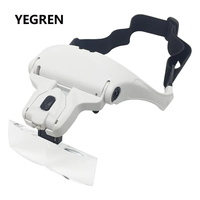 

Headband Illuminated Magnifying Glass with LED Lamp Glasses Magnifier Interchangeable 5 pieces Lenses for Watch Clock Repairing