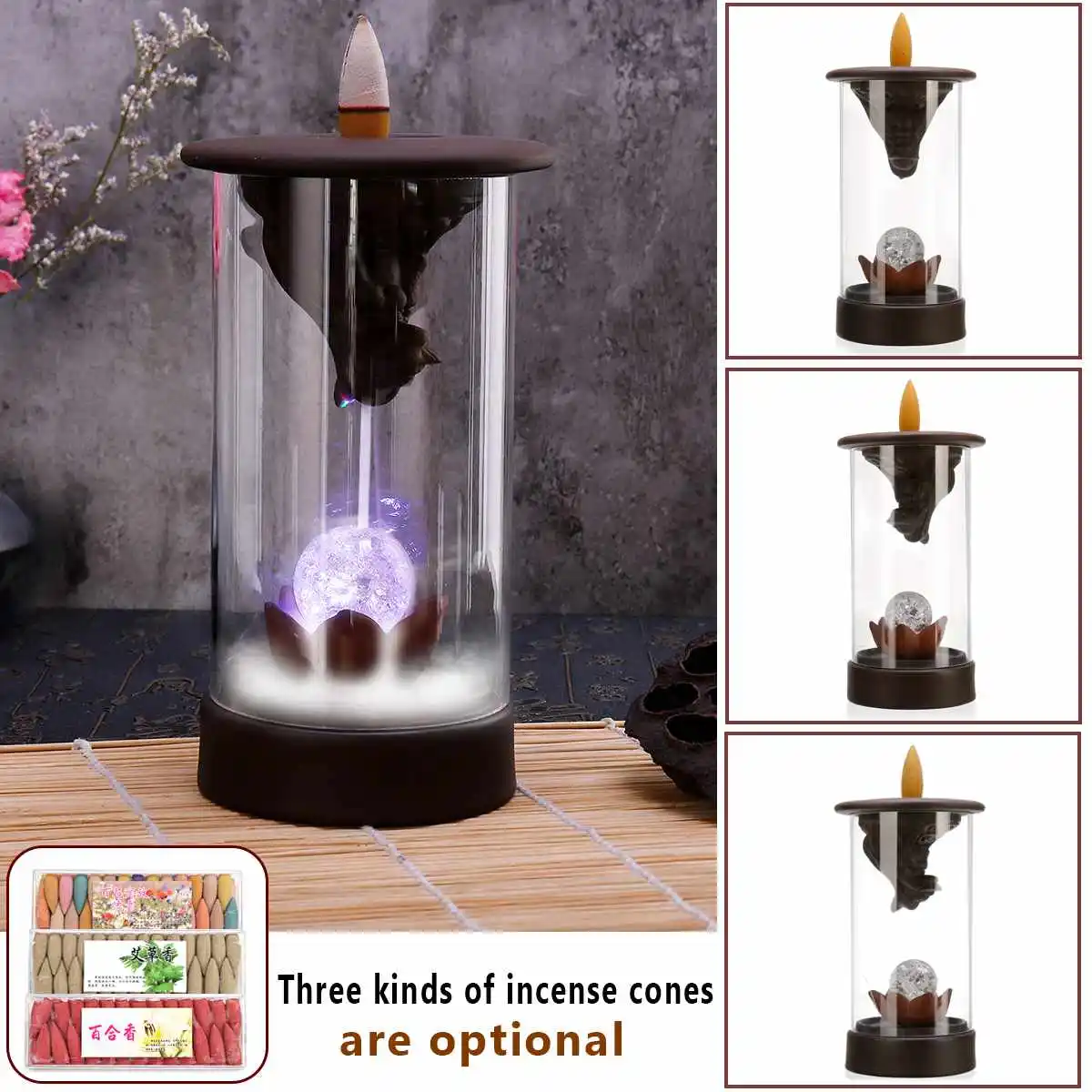 

LED Little Monk Censer Creatives Home Decor Small Buddha Incense Holder Backflow Incense Burner Use In Home Office Teahouse
