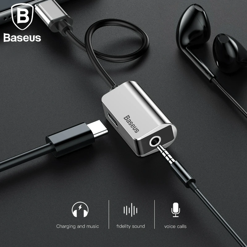 

Baseus Type-C Cable Audio Adapter Type C to 3.5mm jack Aux Audio Splitter USB C Headset Adapter for Xiaomi Huawei Oppo Vivo