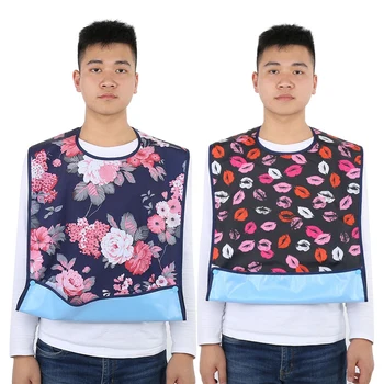 

2pcs Adult Waterproof Mealtime Bib Double Layer Elder Dinning Clothes Protector Braces Support