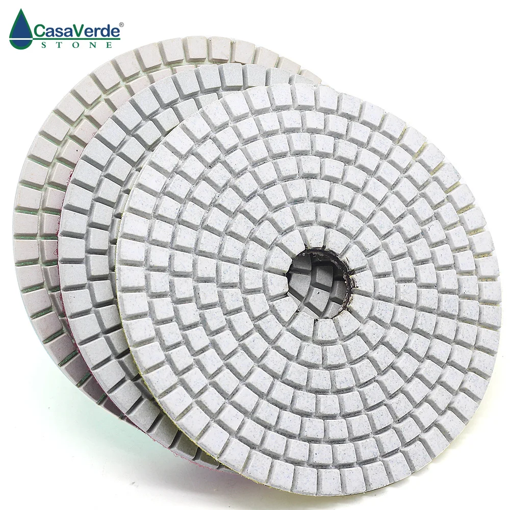 Hot sale DC-BWS3PP02 100mm dry and wet polishing 4 inch 3 step diamond polishing pads for marble and granite