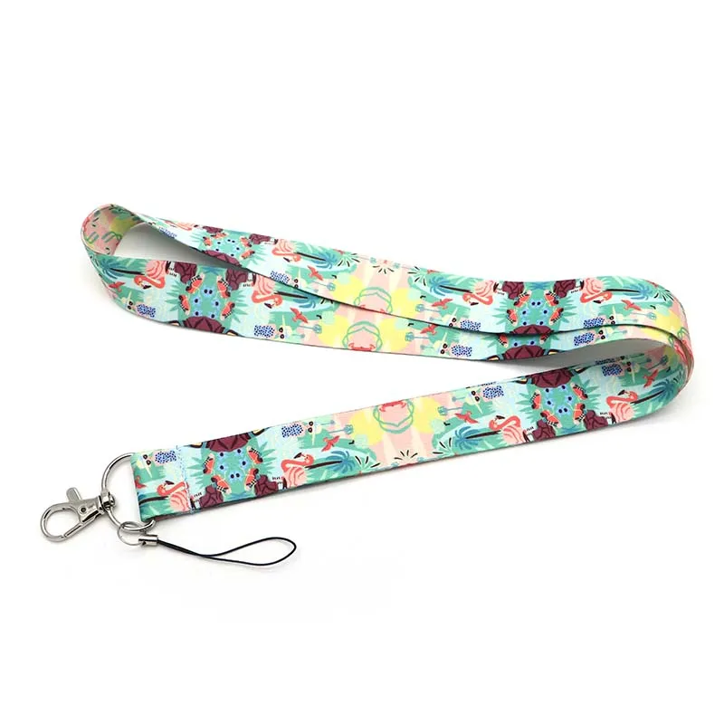 

Fashion Illustration Lanyard For Keychain ID Card Pass Phone Rope Badge Holder Ribbon Flamingo Lanyards Key Holder SC4644