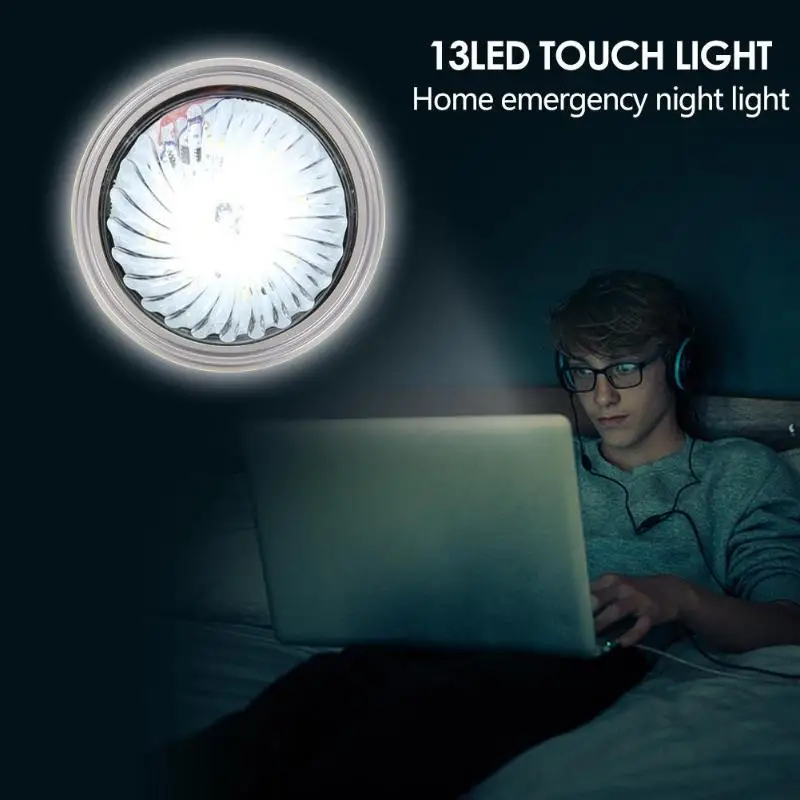 

Portable Home Bedroom 13LED Night Lighting Closet Lamp Touch Wireless Light