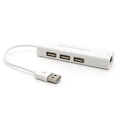Белый USB Ethernet с 3 Порты и разъёмы USB HUB 2,0 RJ45 Lan сетевой карты USB для Ethernet-адаптер для Mac IOS Android PC RTL8152