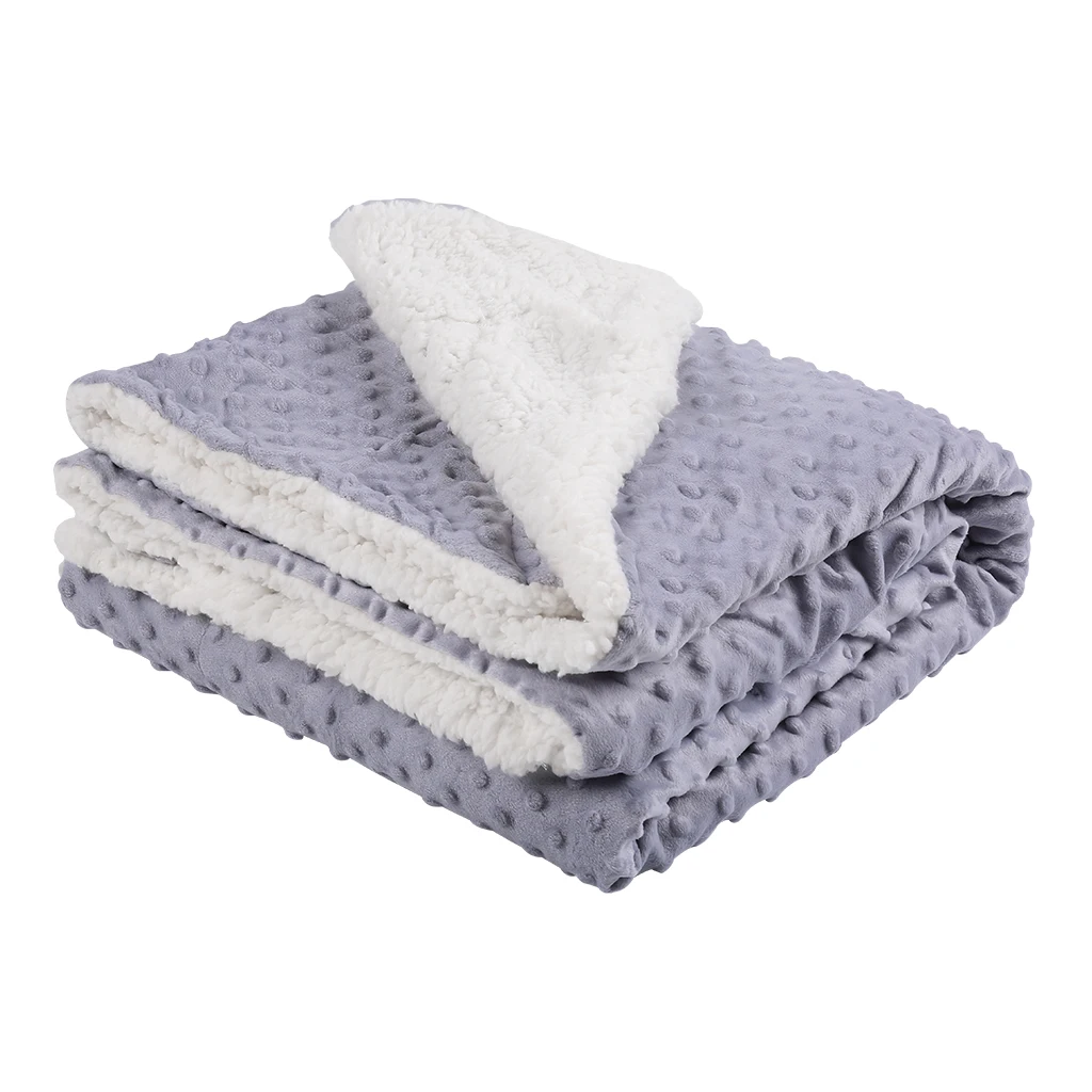 

LANGRIA Reversible Soft Sherpa Minky Baby Blanket with Dotted Backing for Touch Stimulation Cosy Warm Anti-Fade Machine Washable