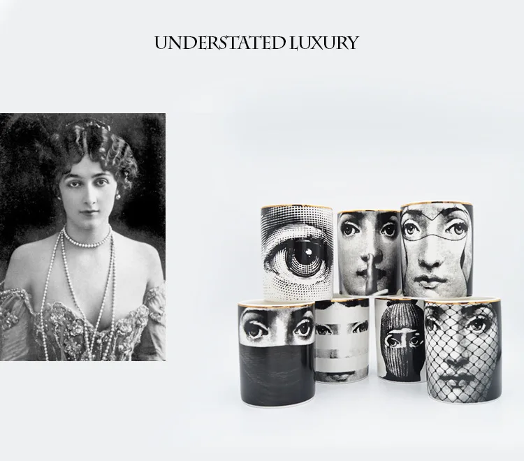 

Fornasetti Candle Holders Home Decoration Handmade Ceramic Jar Flower Arranging Pots Jewelry Box Retro Lina Face Cup Candelabra