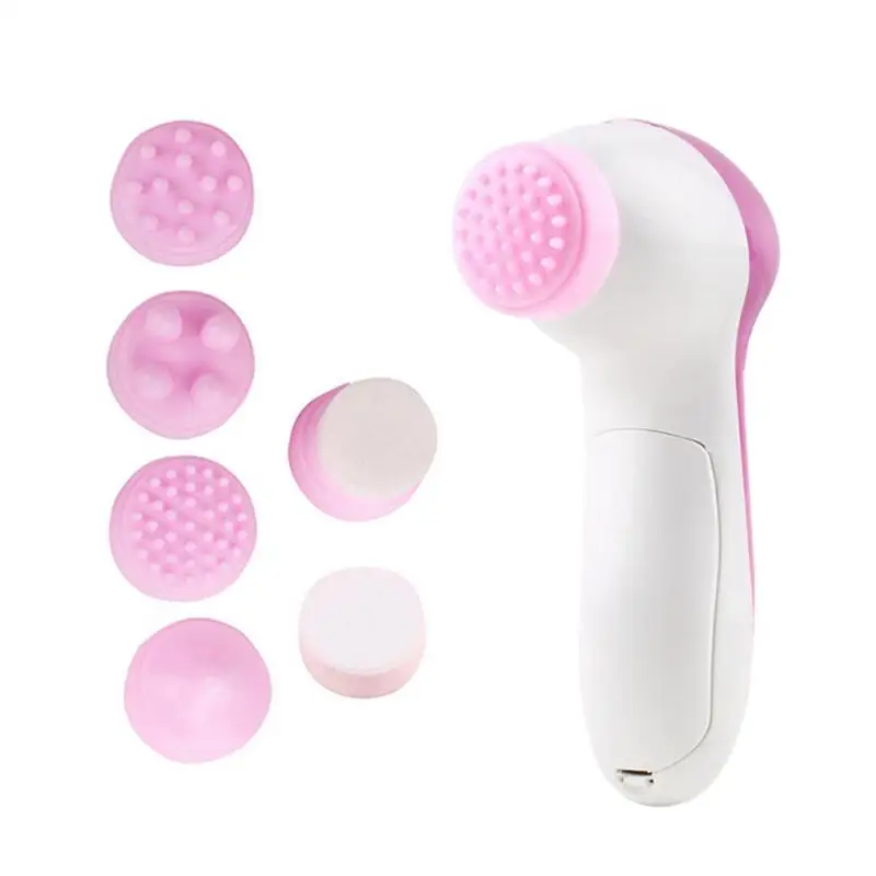 Electric Facial Cleaner Multifunction Massager 6 In 1 Deep Clean Relief Pore Exfoliator Beauty Care Brush Sponge Cleansing Set 2