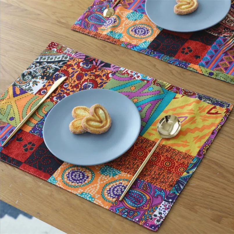 New Placemat Bohemian Fabric Western Food Pad Table Mat Insulation
