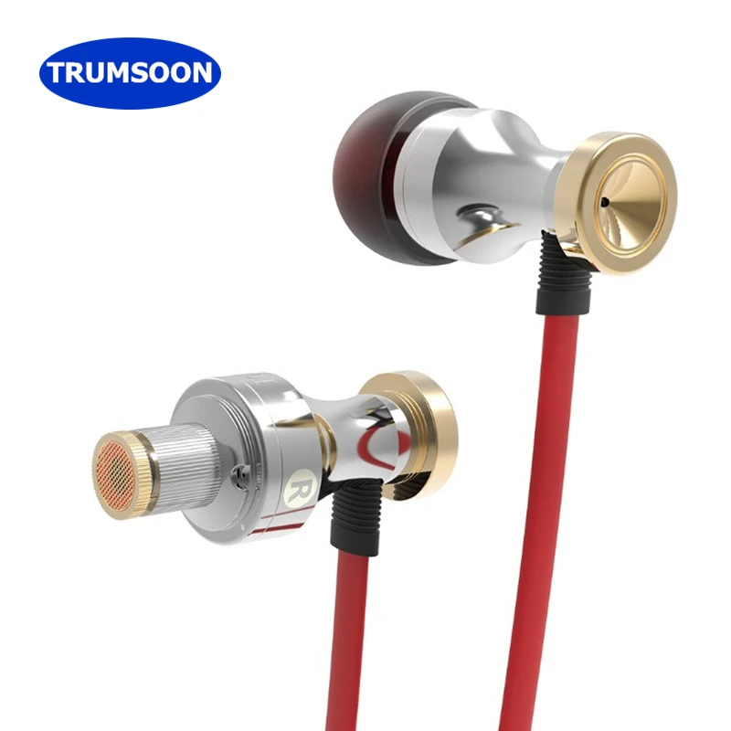 

Trumsoon Super Bass Earphones Metal HiFi Earbuds In-ear Line Control 3.5 Earphone with Mic for Phones MP3 PC