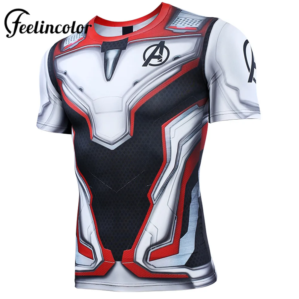 Feelincolor Avengers Endgame Quantum Realm Men 3D Printed T shirts Compression Shirt Iron Man Cosplay Costume Short Sleeve Top