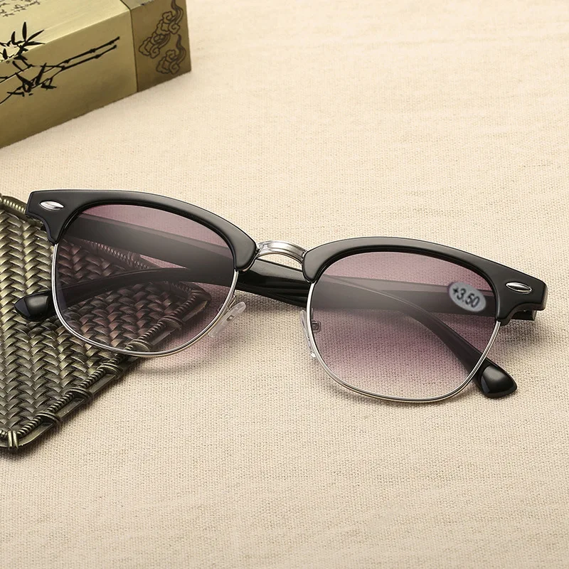 

Oulylan Half Frame Reading Sunglasses Women Men Vintage Eyebrow Unisex Prescription Sunglass Diopter +1.0 1.5 2.0 2.5 3.0 3.5