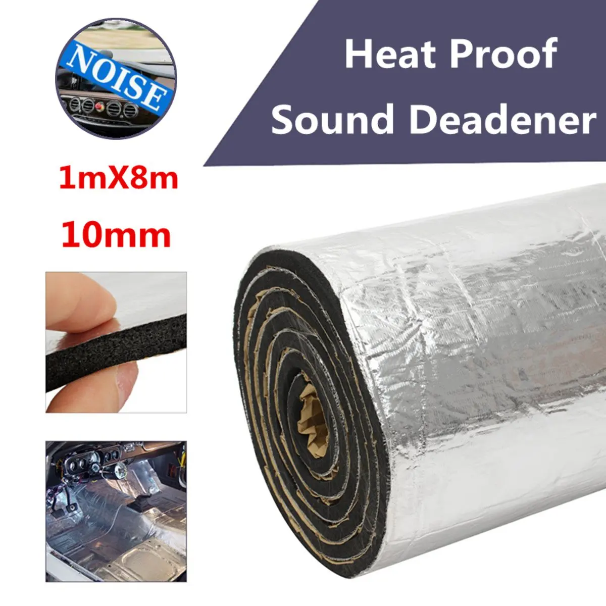 

800x100cm 10mm Thickness Car Heat Sound Deadener Auto Noise Insulation Cotton Pad Car Fireproof Waterproof Muffler Mats Tools