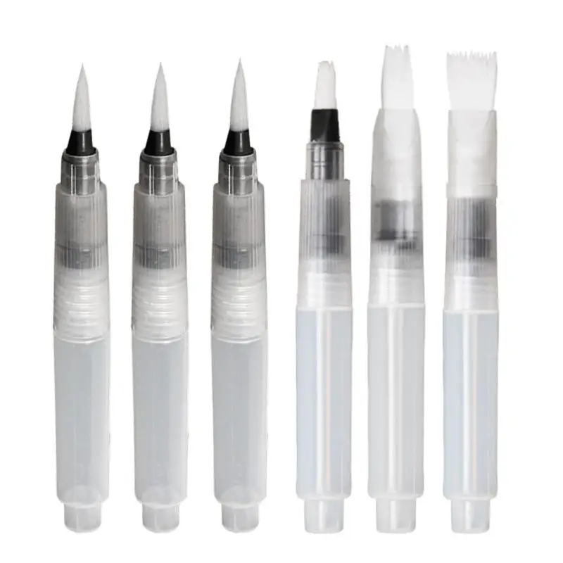 

Round/Flat Portable Paint Brushes Water Color Brush Pencil Soft Watercolor Brush Pen for Beginner Painting Drawing