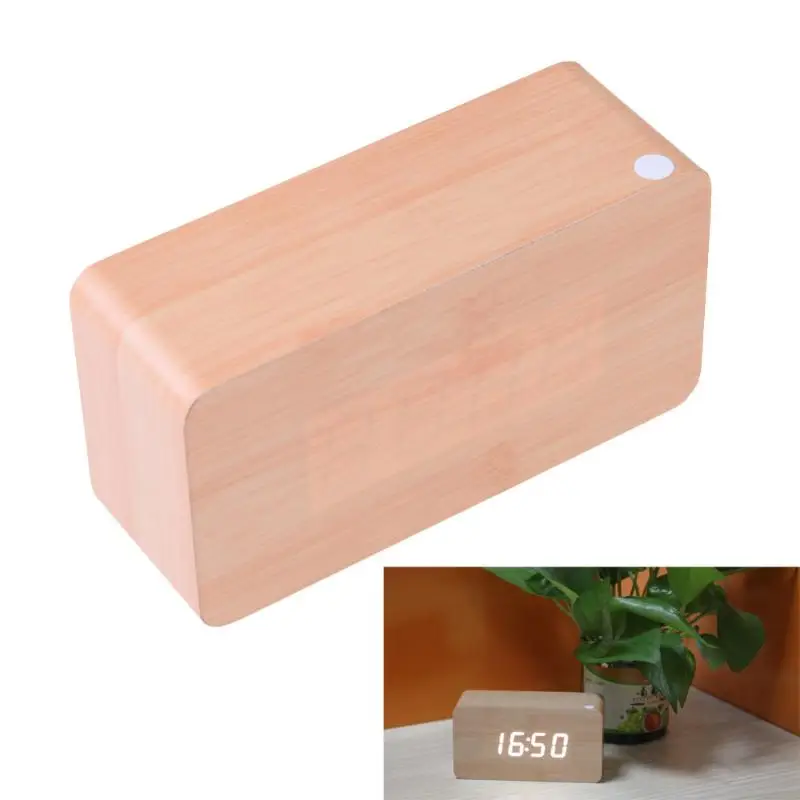 

Multicolor LED Digital Wooden Clock Household Desk Alarm Clock Thermometer Calendar Table Decoration Electronic Display
