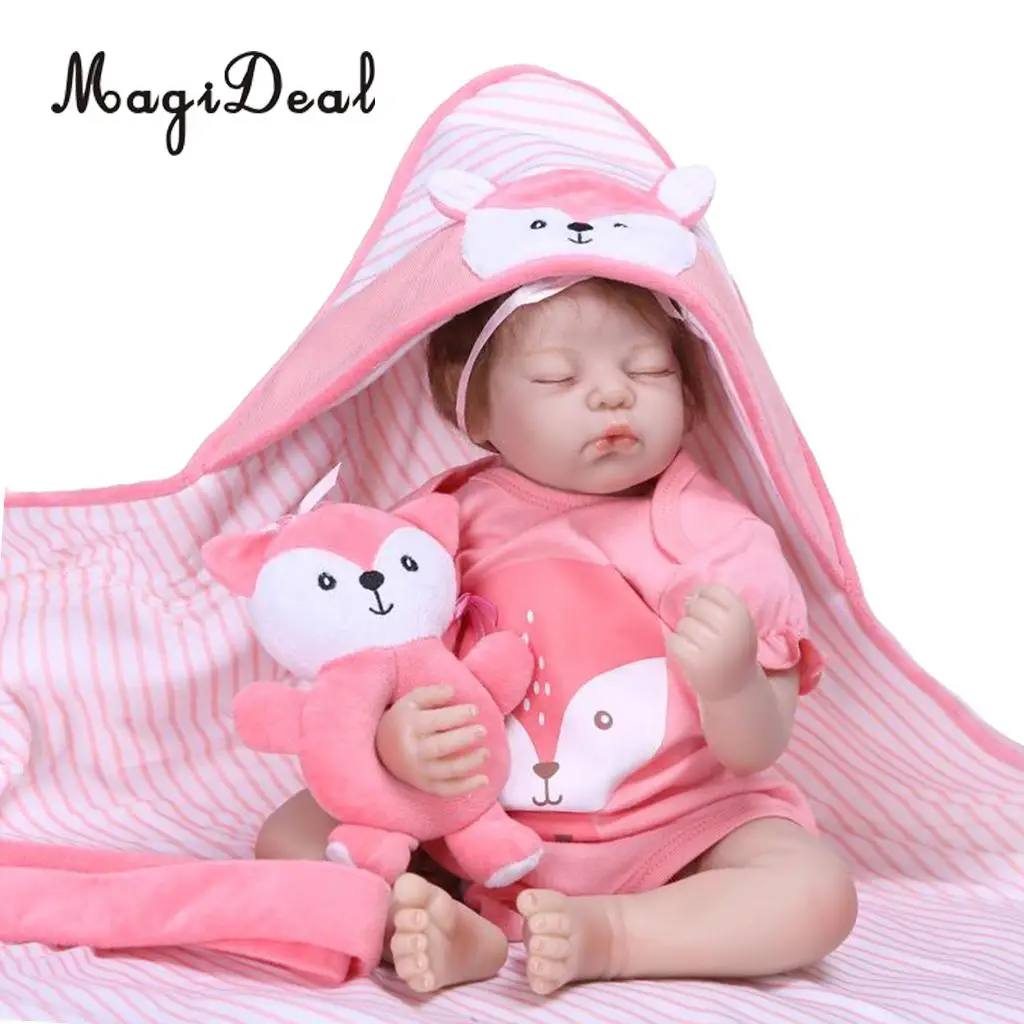 

50cm Lovely Silicone Realistic Reborn Baby Girl Doll with Pink Jumpsuit Gift