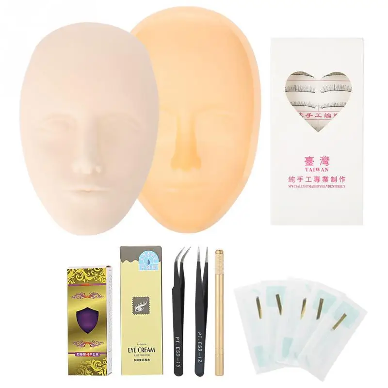 

New Eyelashes Training Kit False Eyelash Extension Practice Tattoo Pigment Tweezer Set for Beginner Makeup Tool Kits