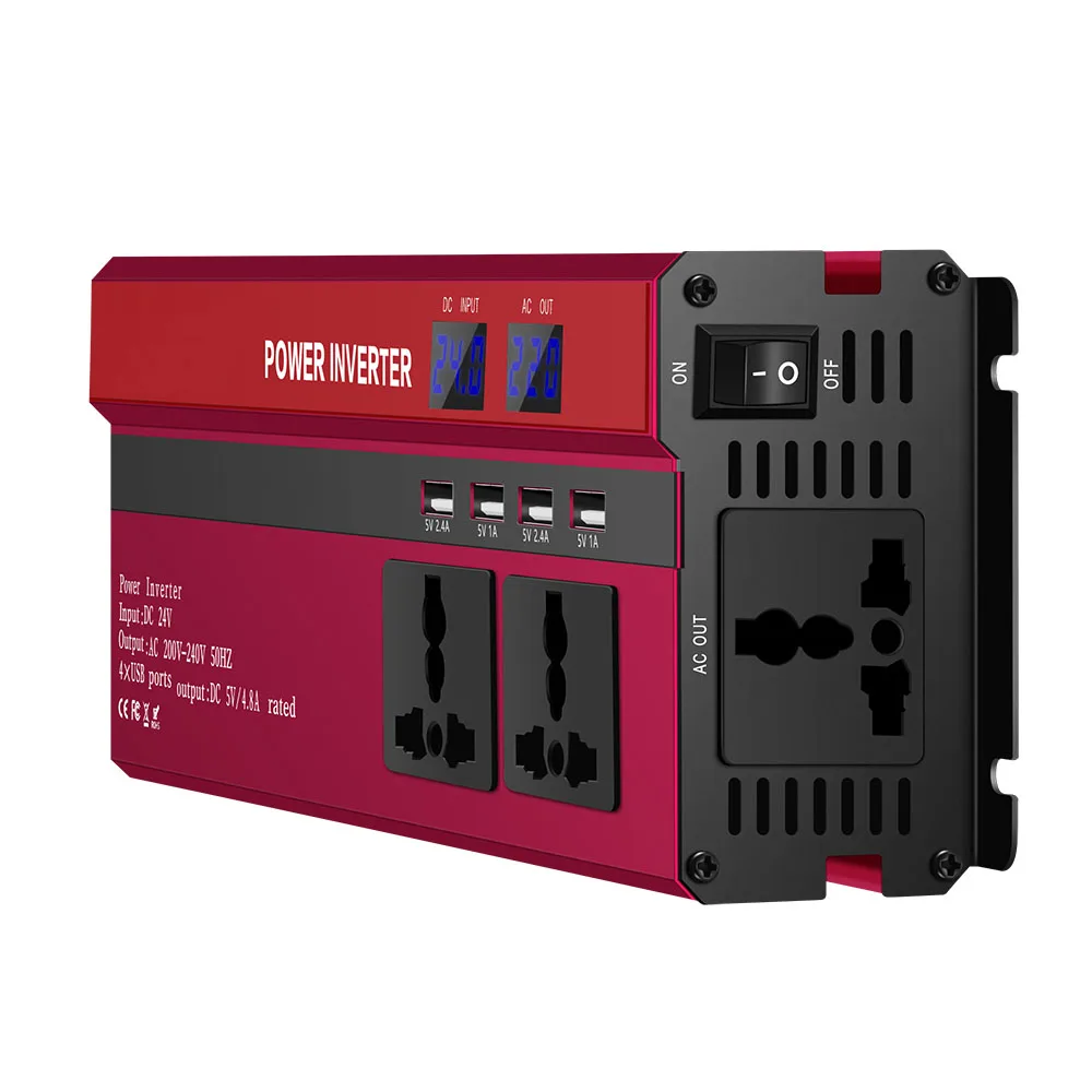 DC12/24 V постоянного тока до AC110/220 V автомобиль с питанием от солнечных батарей Мощность инвертор 4000 W/5000 W синусоида преобразователь 4 интерфейсы USB цифровой Экран дисплея
