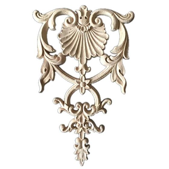

1X Rubber Wood Carved Applique Vintage Furniture Craft Decor 19*12cm
