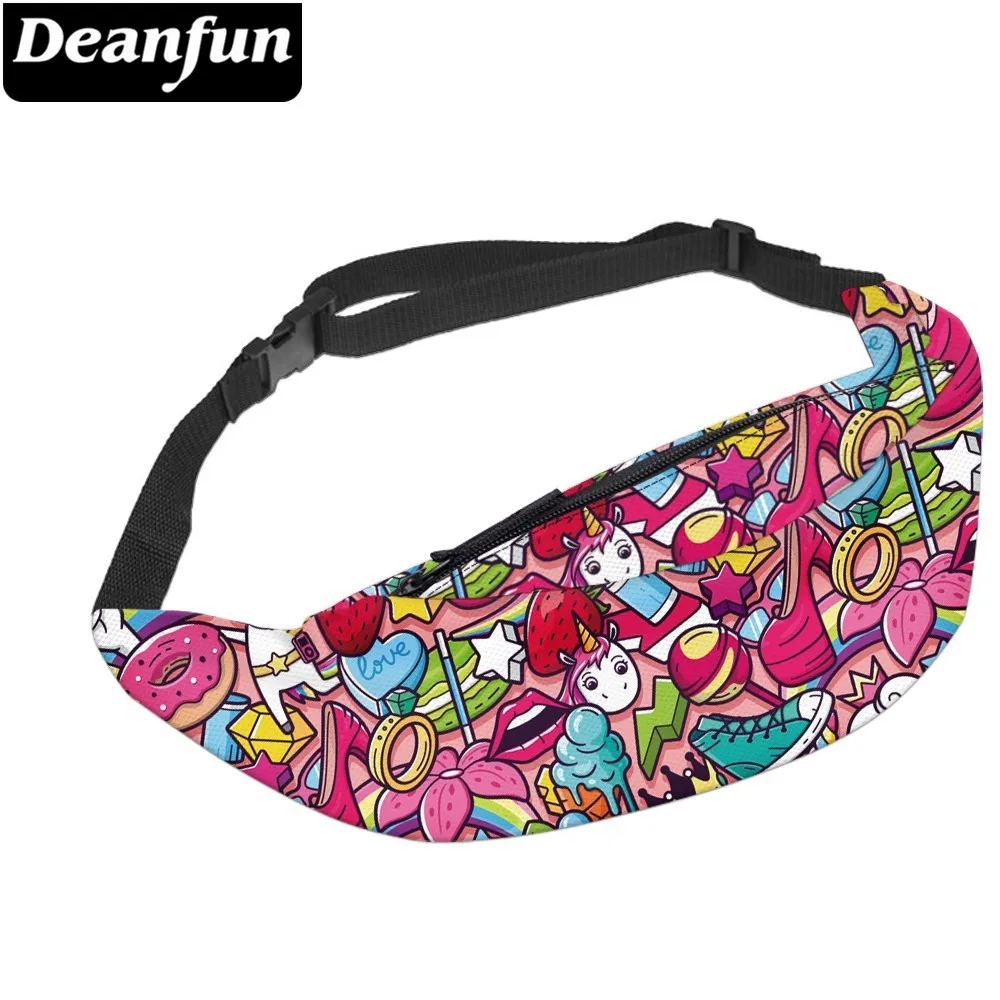 Deanfun للماء يونيكورن فاني حزم الرجال الحب دونات الخصر حزمة أحمر الشفاه قابل للتعديل الورك محفظة تربط حول الخصر هدية YB-58