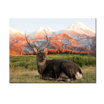 

Canvas Wall Art HD Prints 1 Piece Reindeer On The Snow Mountain Paintings Animal Deer Posters Home Decor Shipped 24 Hour