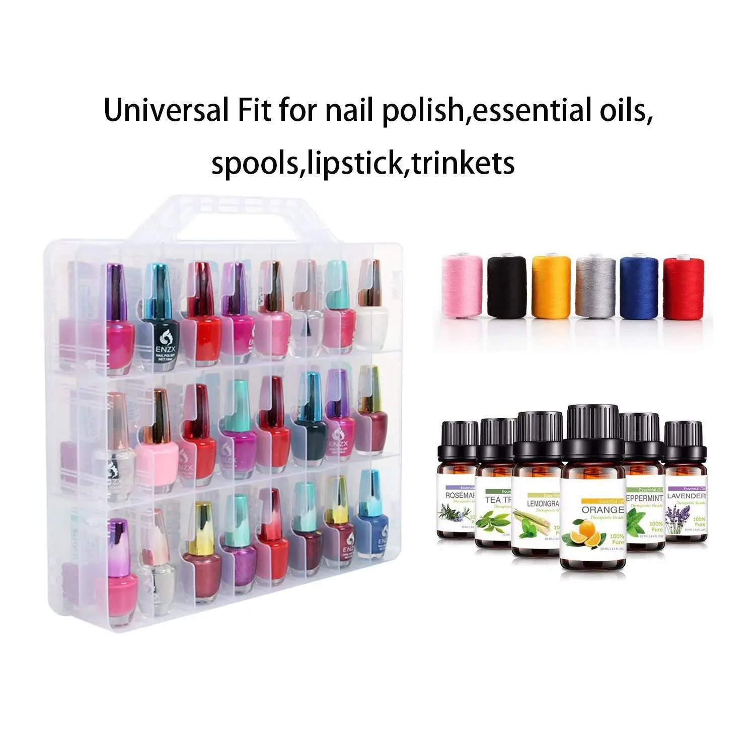  Nail Polish Organizer Holder Portable Universal Clear Double Side Organizer and Thread Storage Case