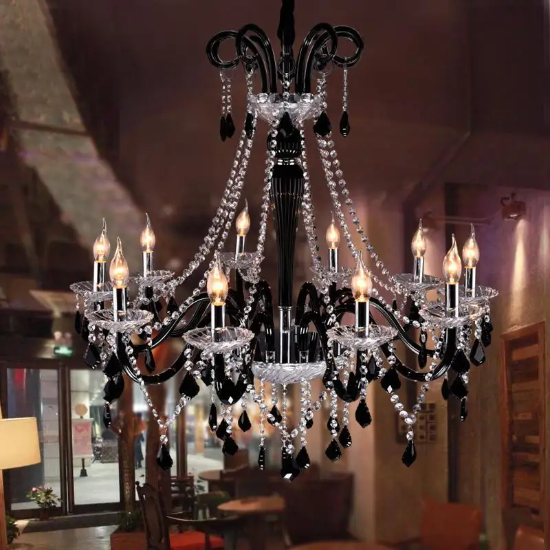 Candelabro de cristal negro antiguo bar cafetería, lámpara colgante de cristal para cocina, lustres, 10 piezas _ - AliExpress Mobile