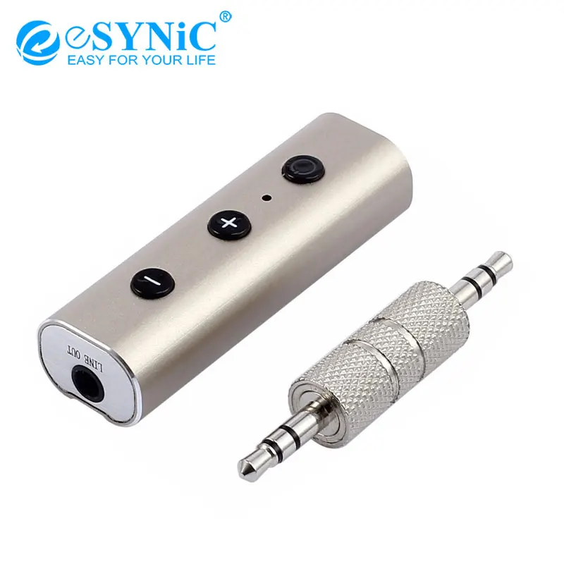 

eSYNiC V4.2 EDR Bluetooth Wireless Adapter Mini 3.5mm Aluminum Music Receiver CVC Car Aux Audio USB Cable Mic HIFI DSP Amplifier